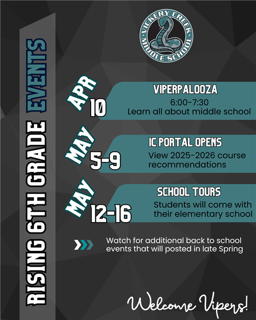 4/10-Viperpalooza 5/5-9 IC portal 5/12-16 School tours 
